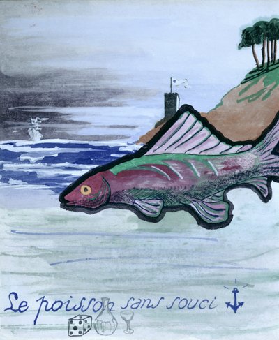 El pez sin preocupaciones, ilustración para la colección manuscrita de poemas 